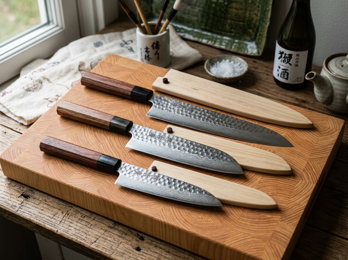 Yoshihiro VG-10 46-Layer Hammered Damascus 3-Piece Executive Set